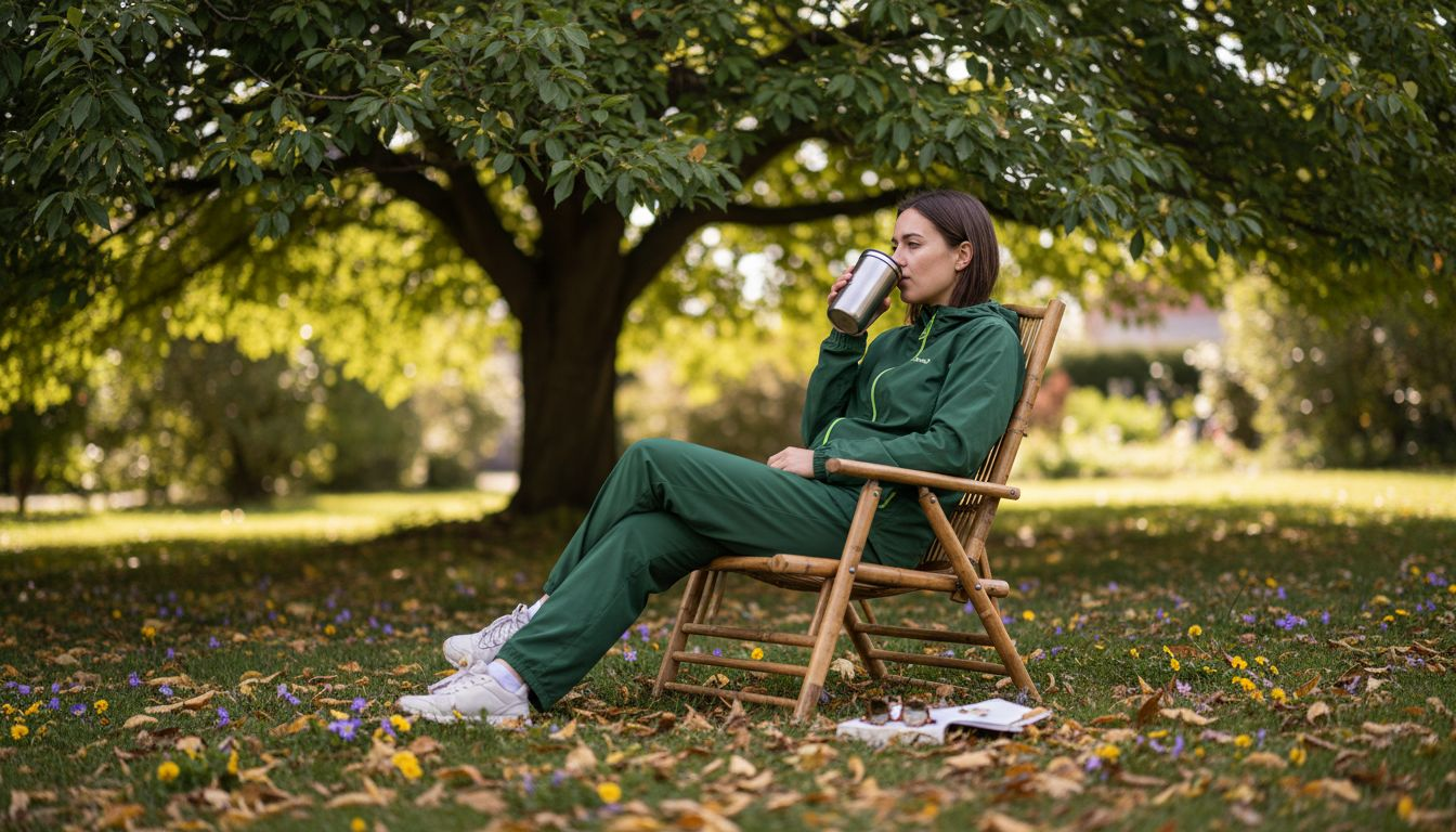 Eco-friendly outdoor seating under tree