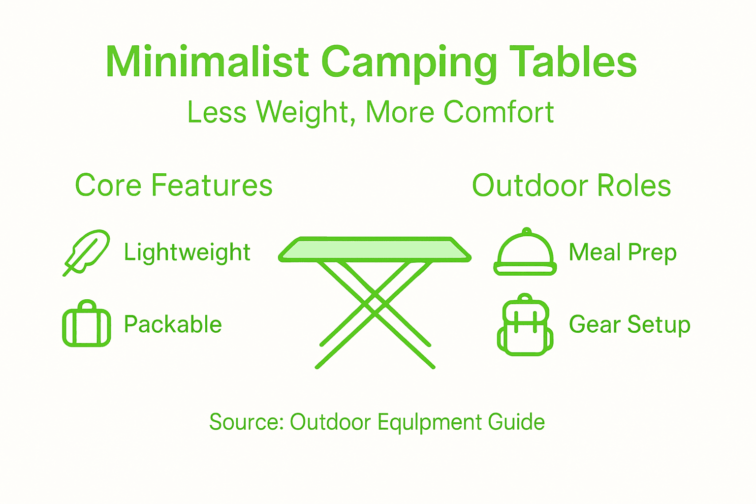 Infographic shows minimalist camping table features