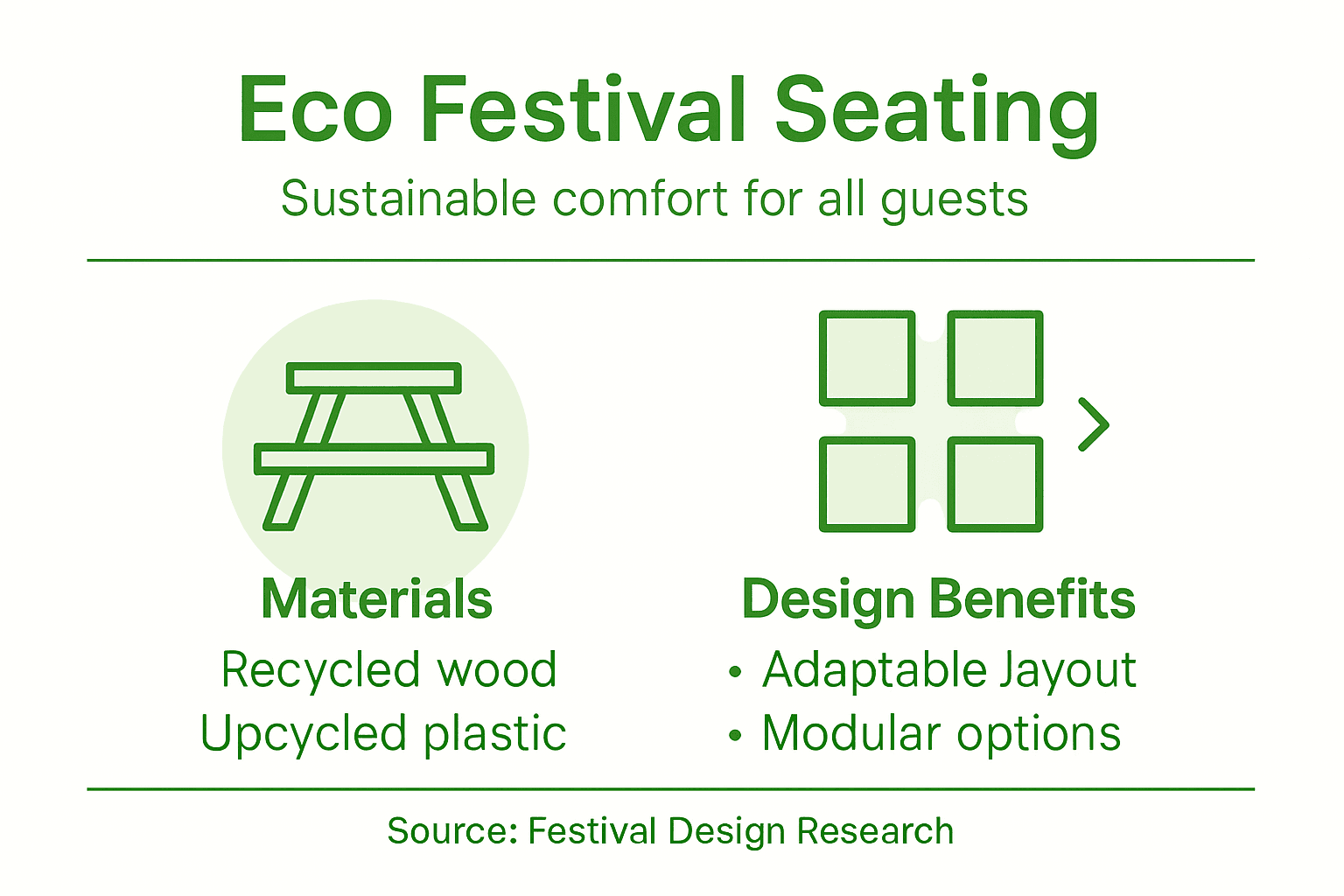 Infographic showing eco-friendly festival seating features