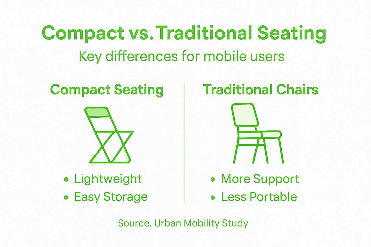 Infographic comparing compact and traditional seating