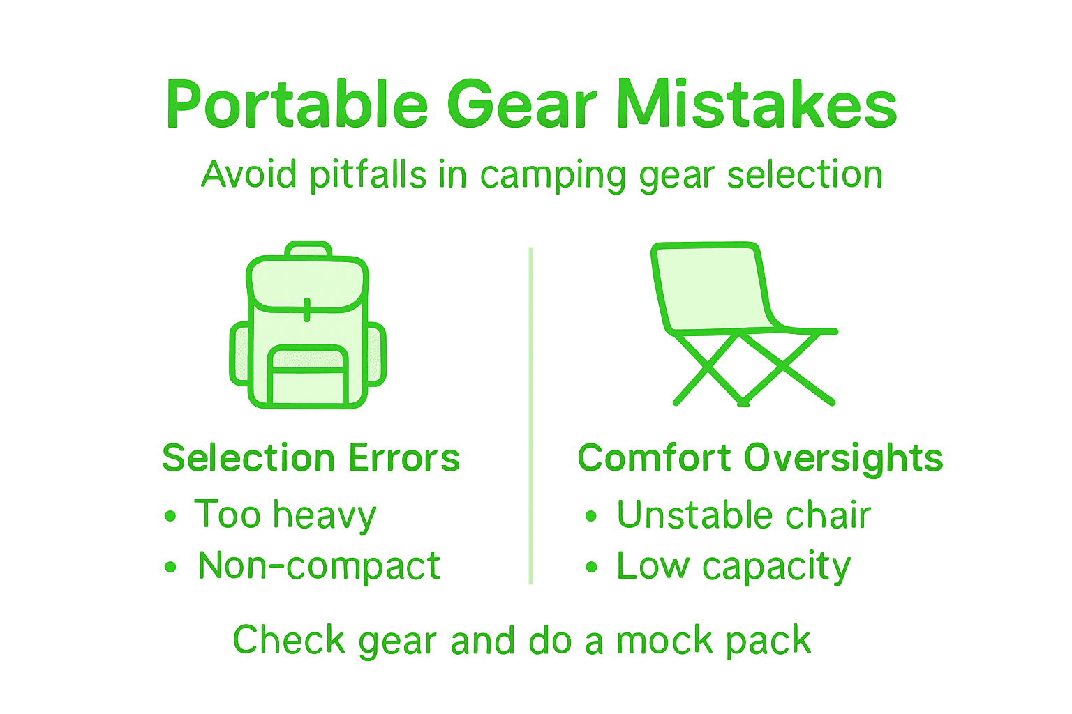 Infographic highlights portable camping gear mistakes
