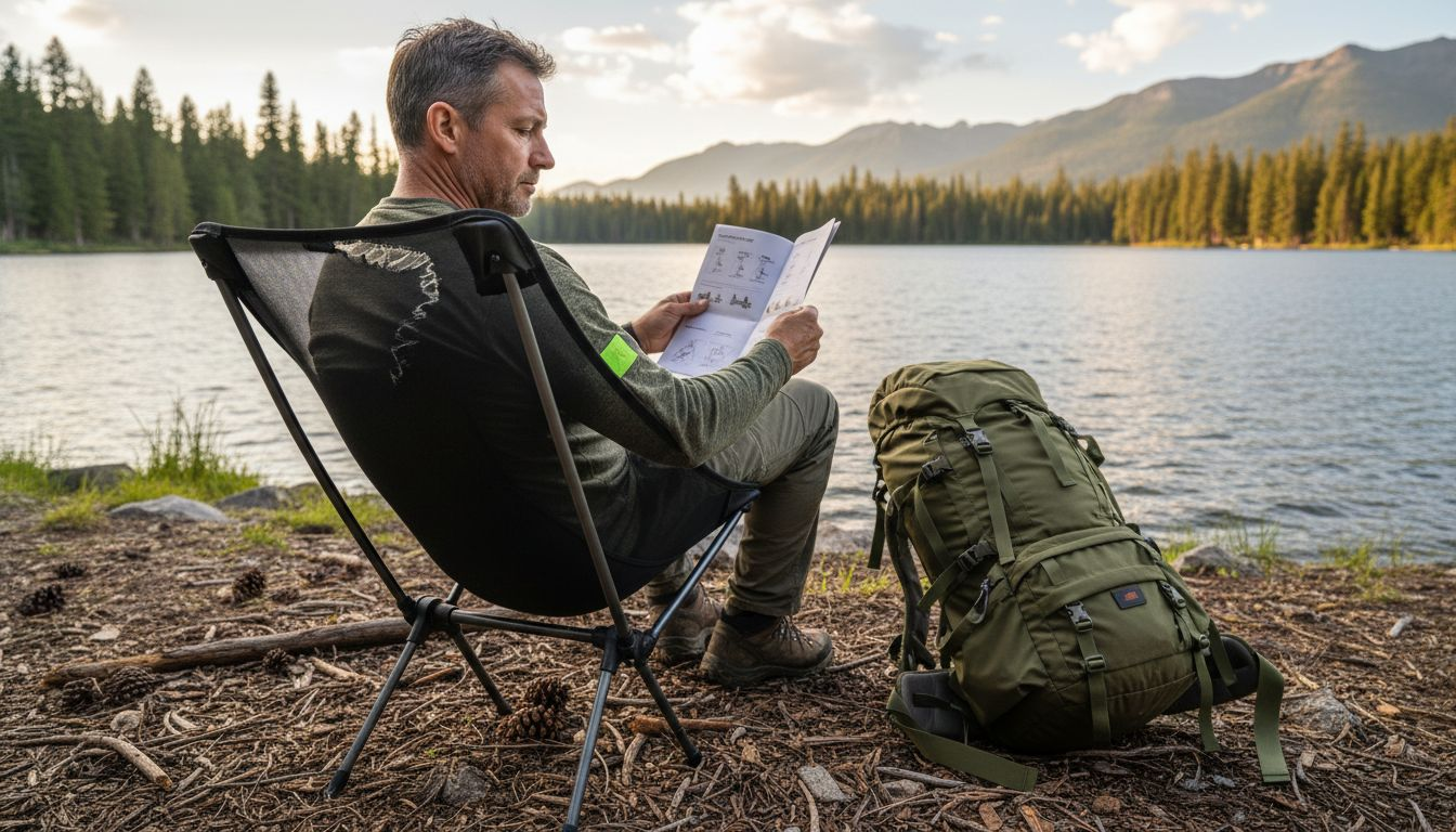 Hiker adjusting ergonomic outdoor camp chair