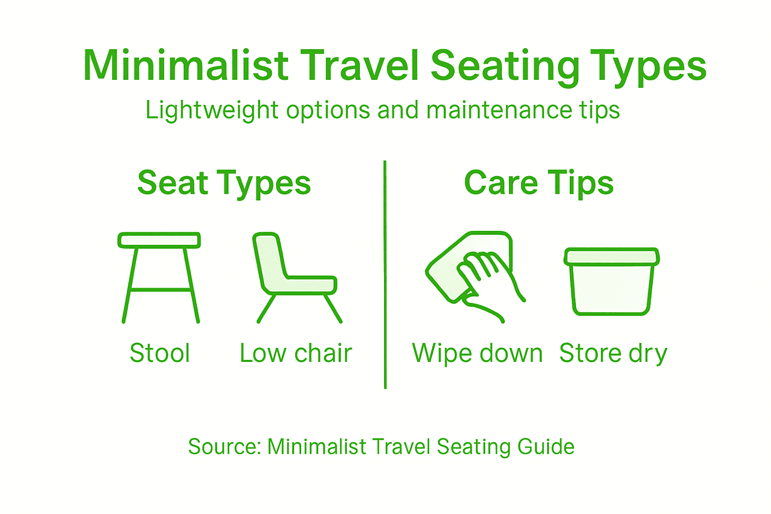 Infographic minimalist travel seating types with care tips