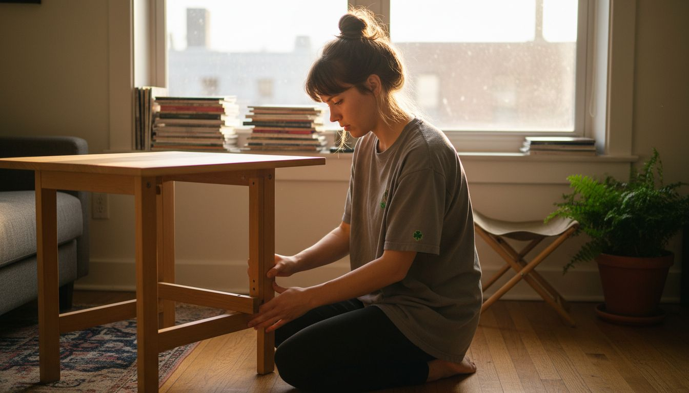 Compact foldable table in small apartment