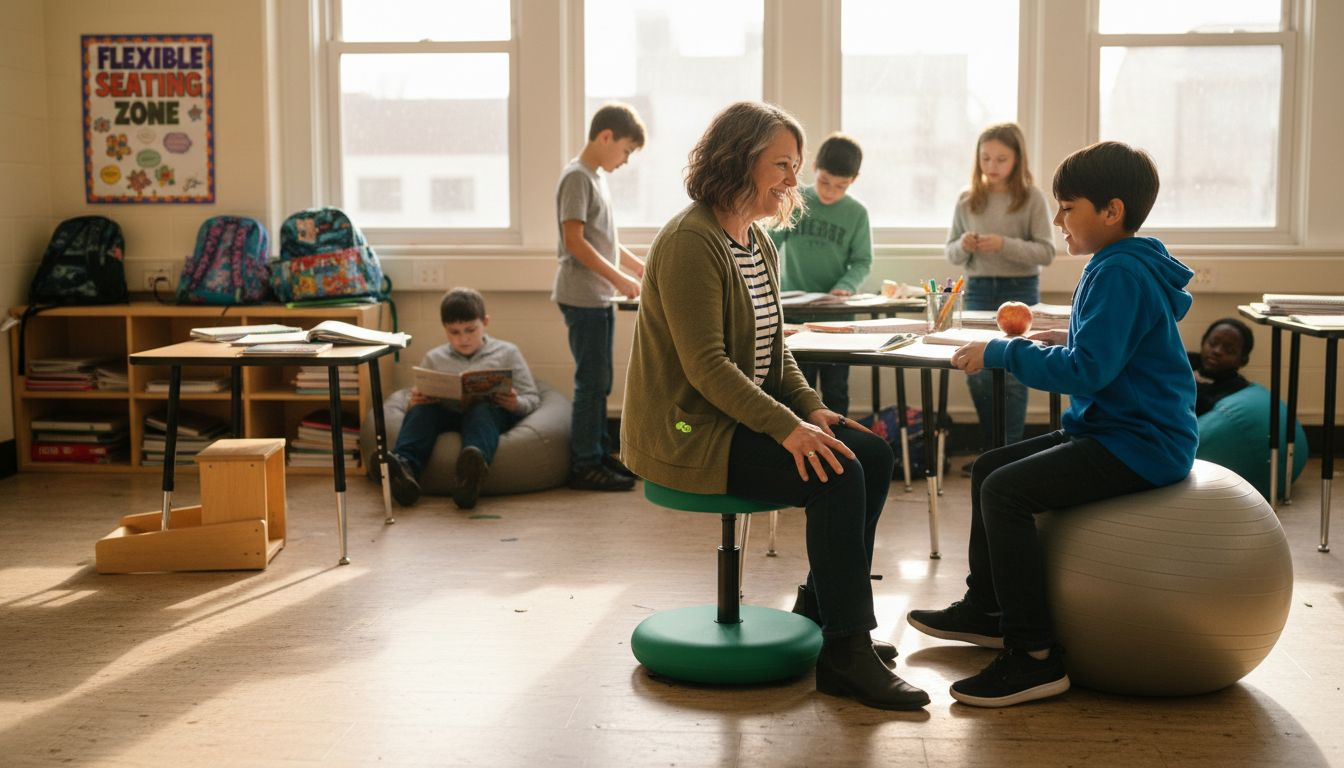 Flexible ergonomic seating options in classroom