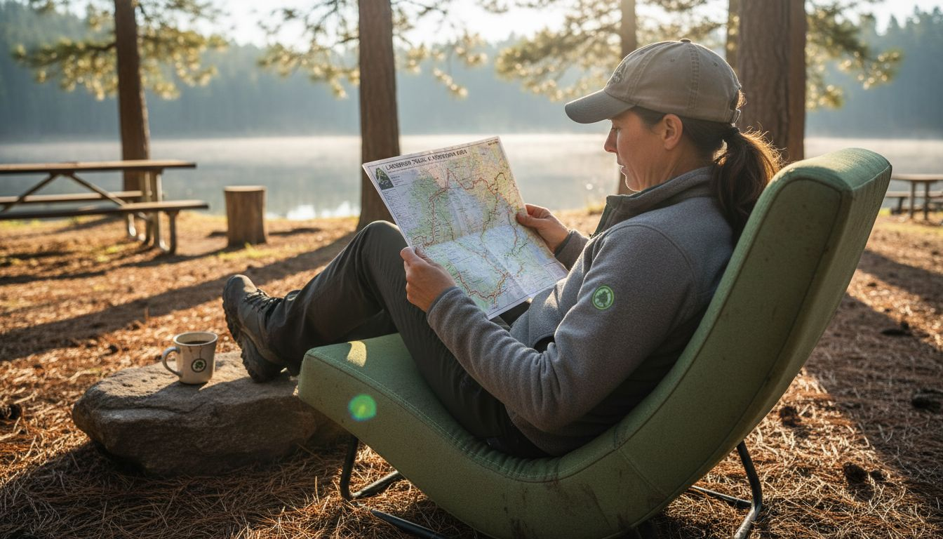 Woman using outdoor chair with lumbar support