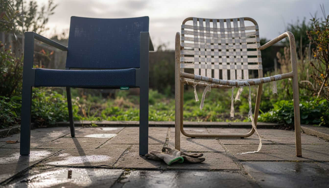 Close-up comparison of weather-resistant and regular seat