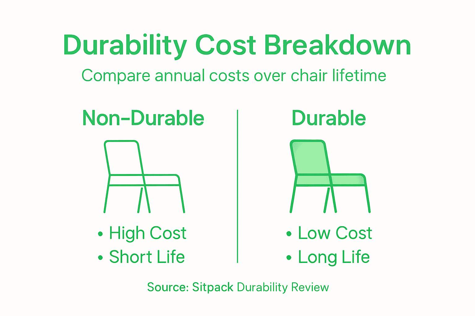 Infographic comparing durable and non-durable chair costs