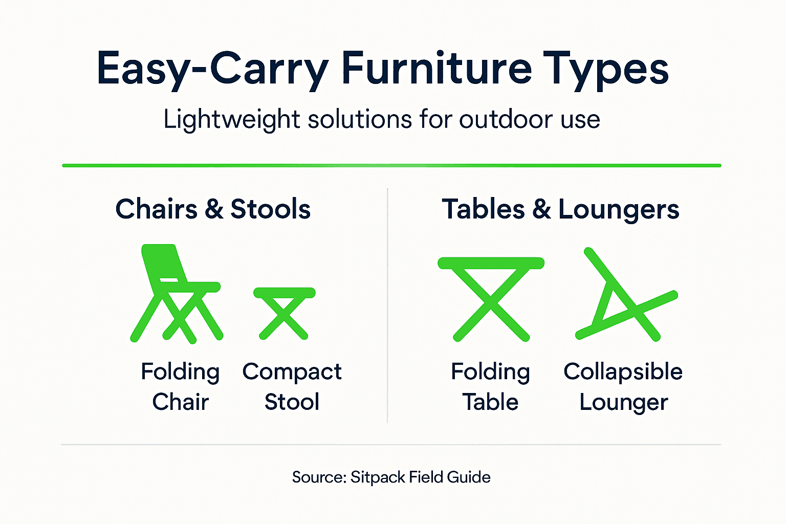Infographic showing types of easy-carry furniture