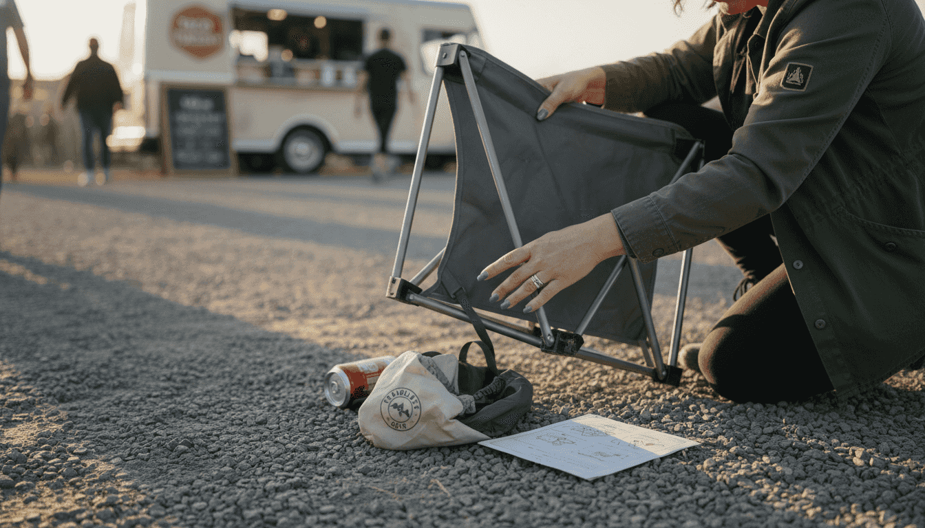 Folding portable chair after outdoor concert
