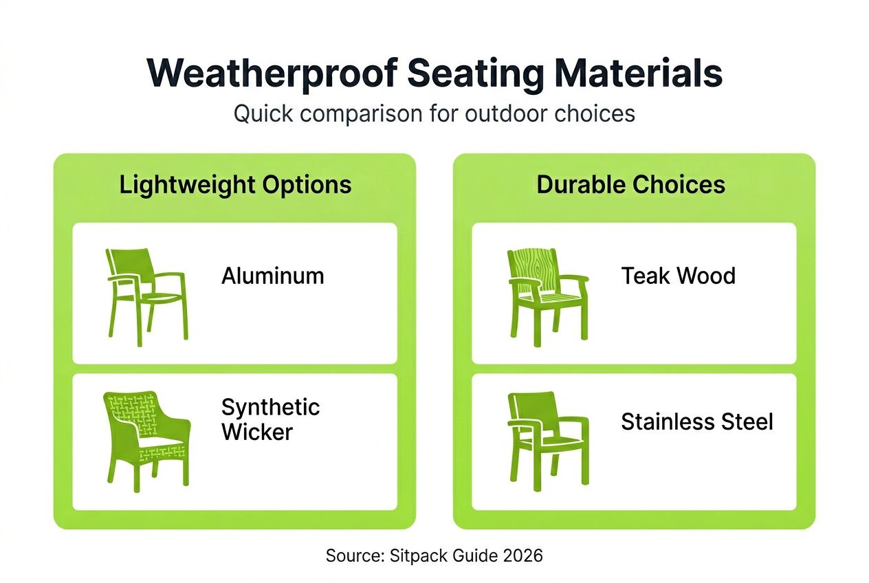 Infographic comparing weatherproof seating materials