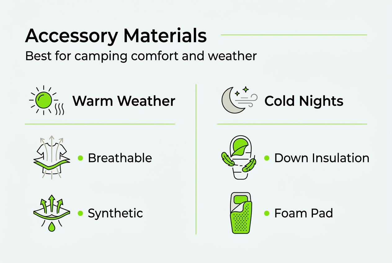 Infographic comparing camping materials by condition