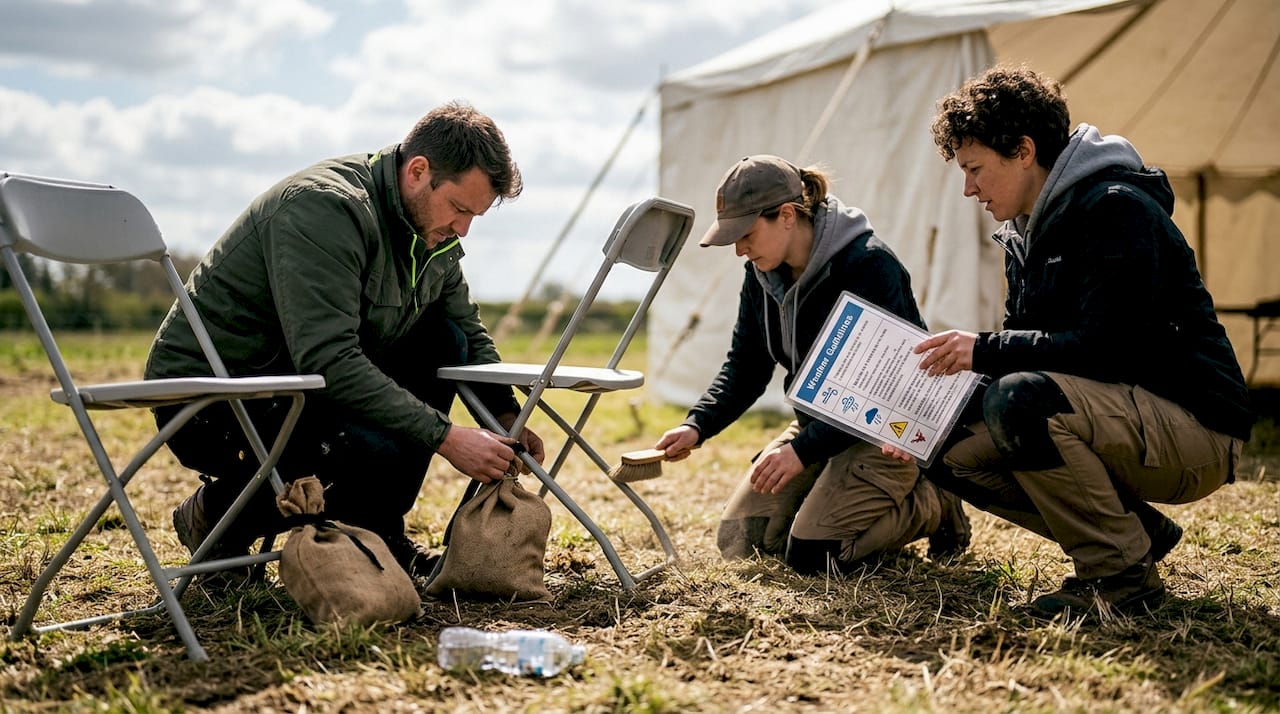 Team anchoring seats for wind safety