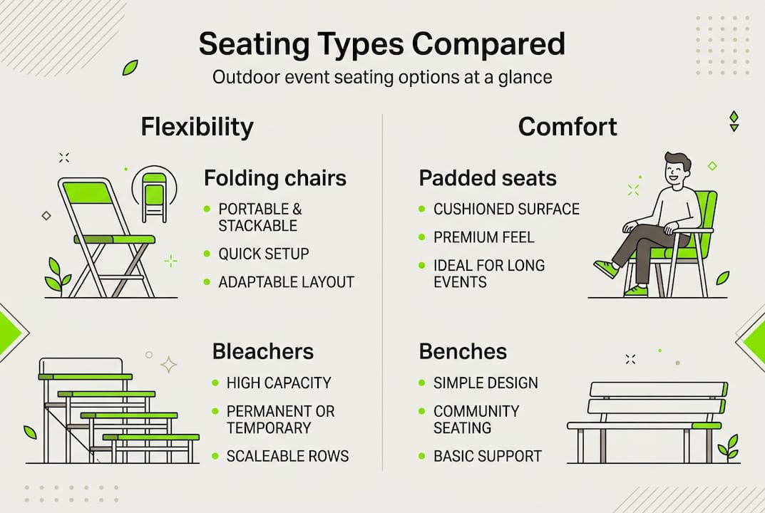 Infographic comparing event seating types