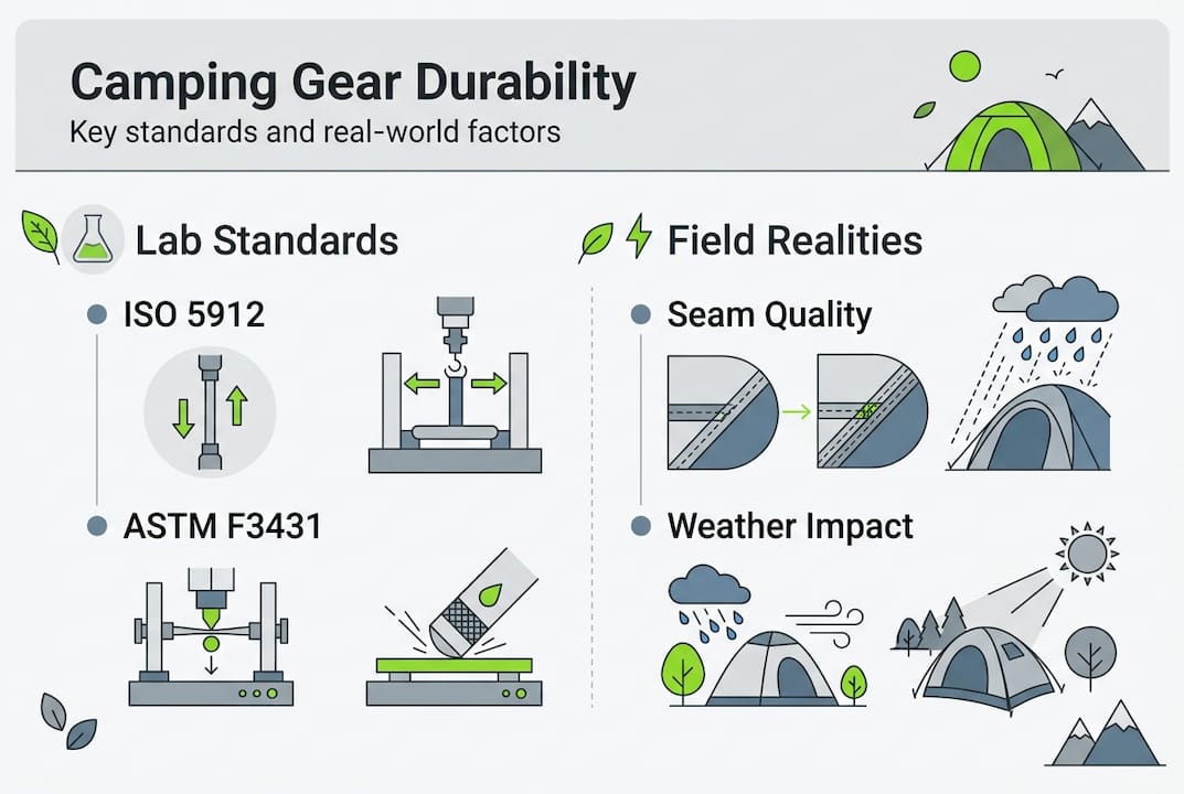Infographic comparing lab standards and field durability
