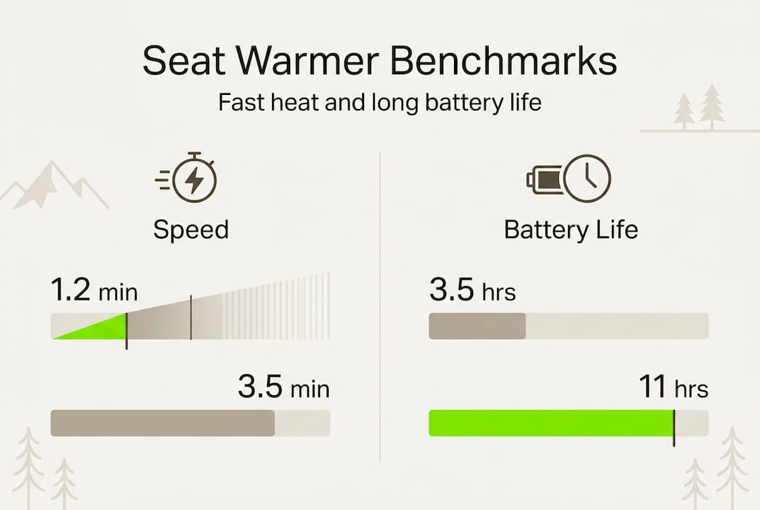 Infographic comparing seat warmer speed and battery