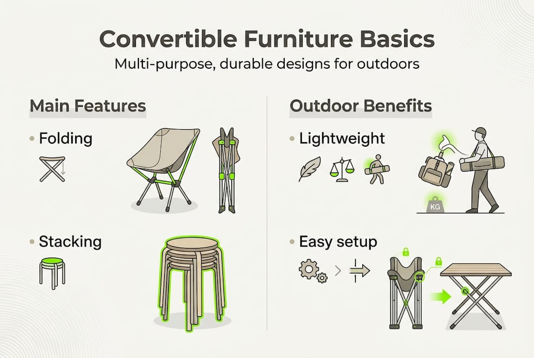 Infographic convertible furniture features and benefits