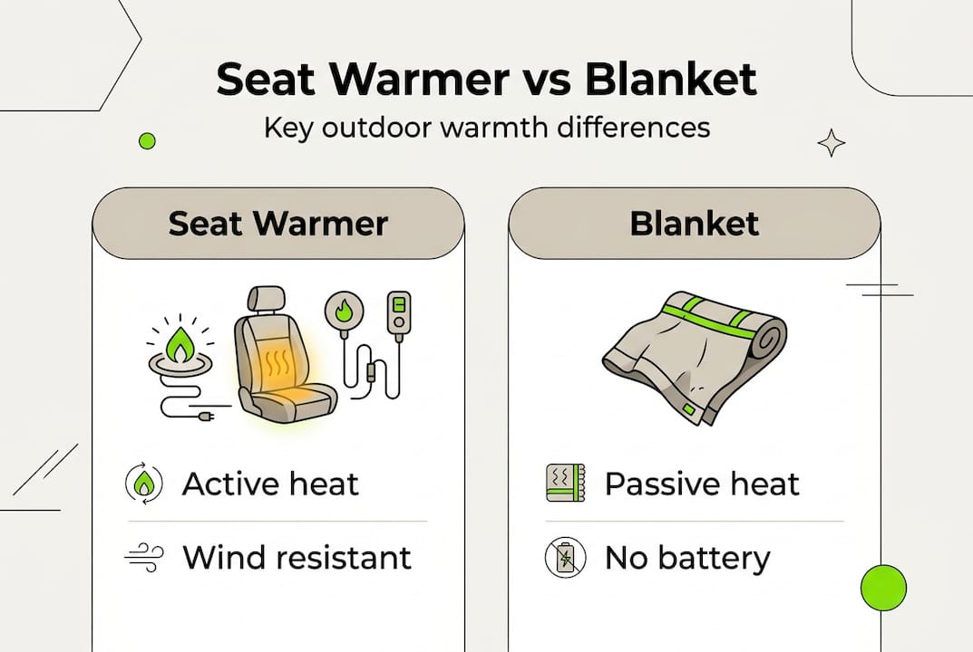 Infographic comparing seat warmers and blankets