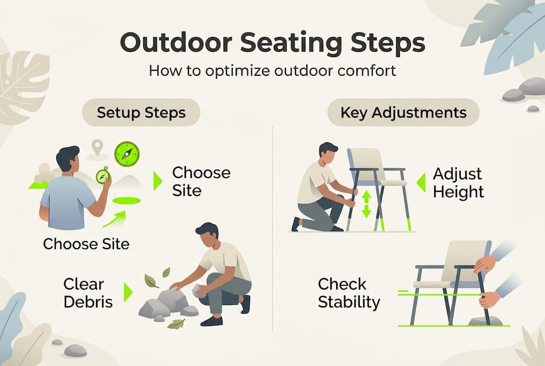 Infographic listing outdoor seating setup steps