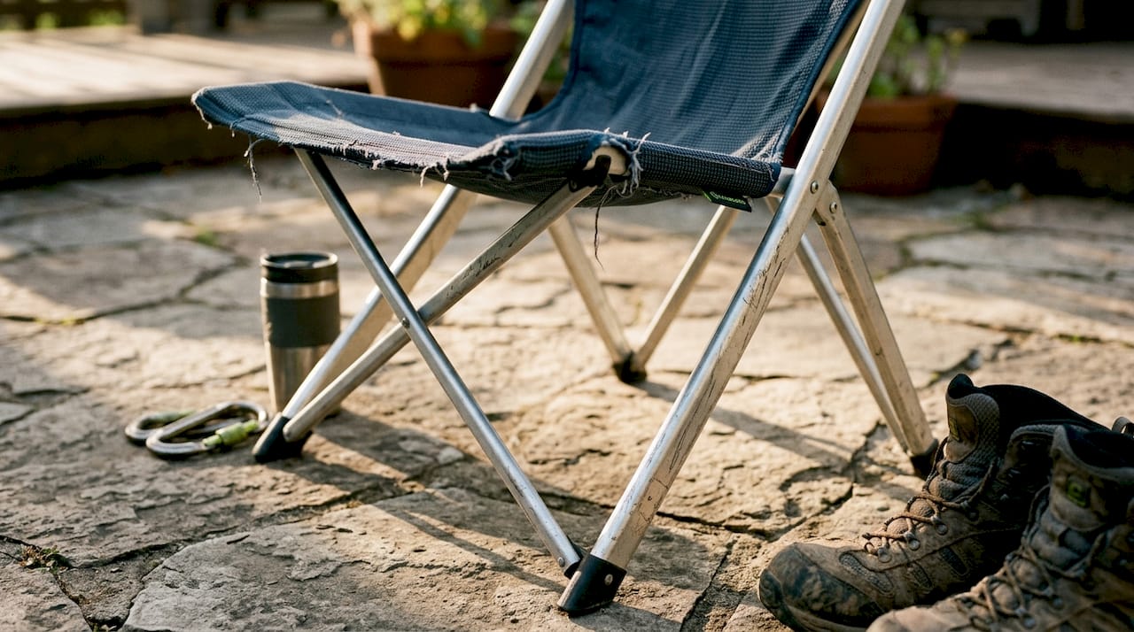Close-up of durable portable chair materials