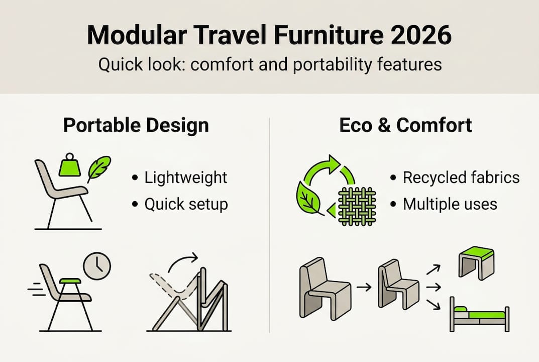 Infographic modular travel furniture key features
