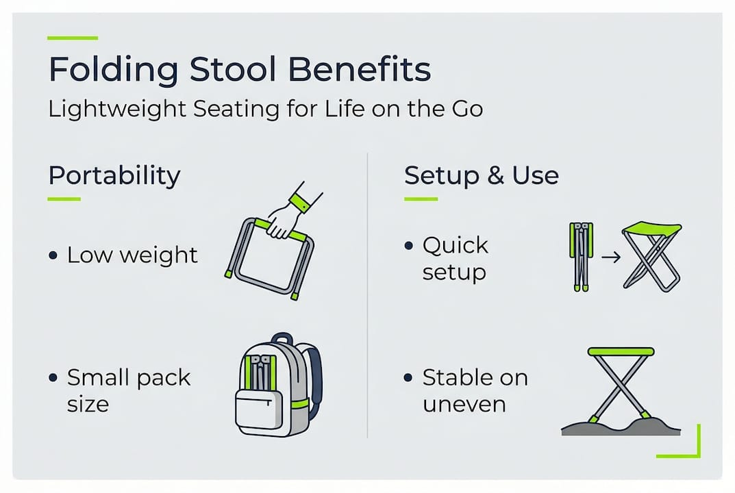 Infographic showing folding stool benefits comparison
