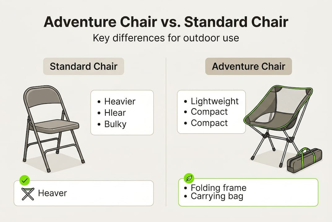 Infographic adventure versus standard chair features