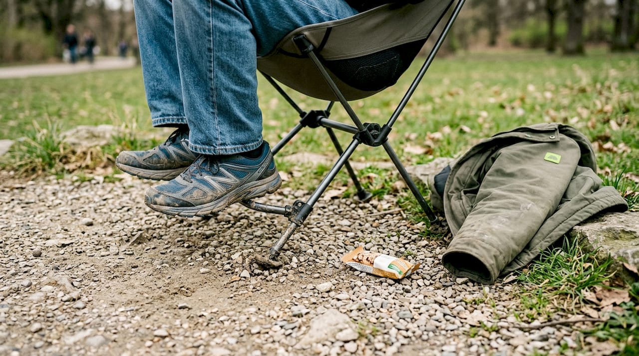 Chair stable on gravel and grass surfaces