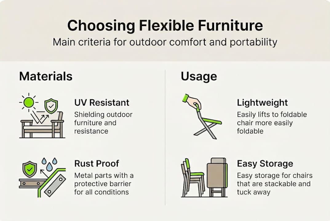 Infographic with flexible furniture selection tips