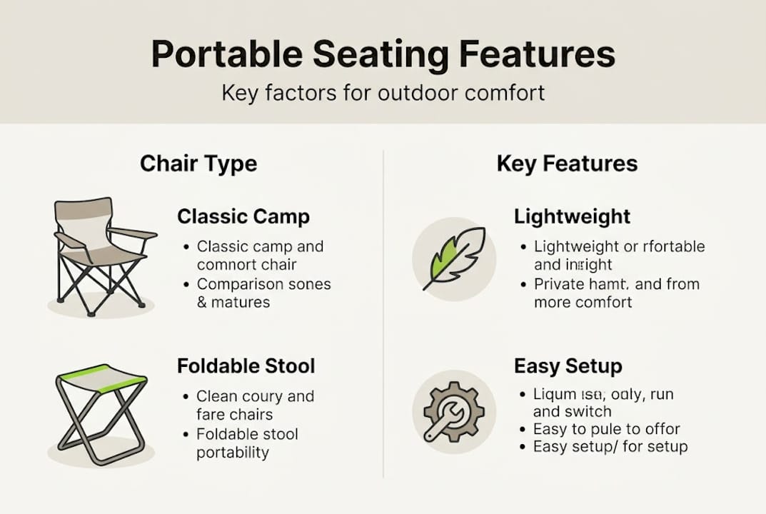 Infographic comparing portable seating features