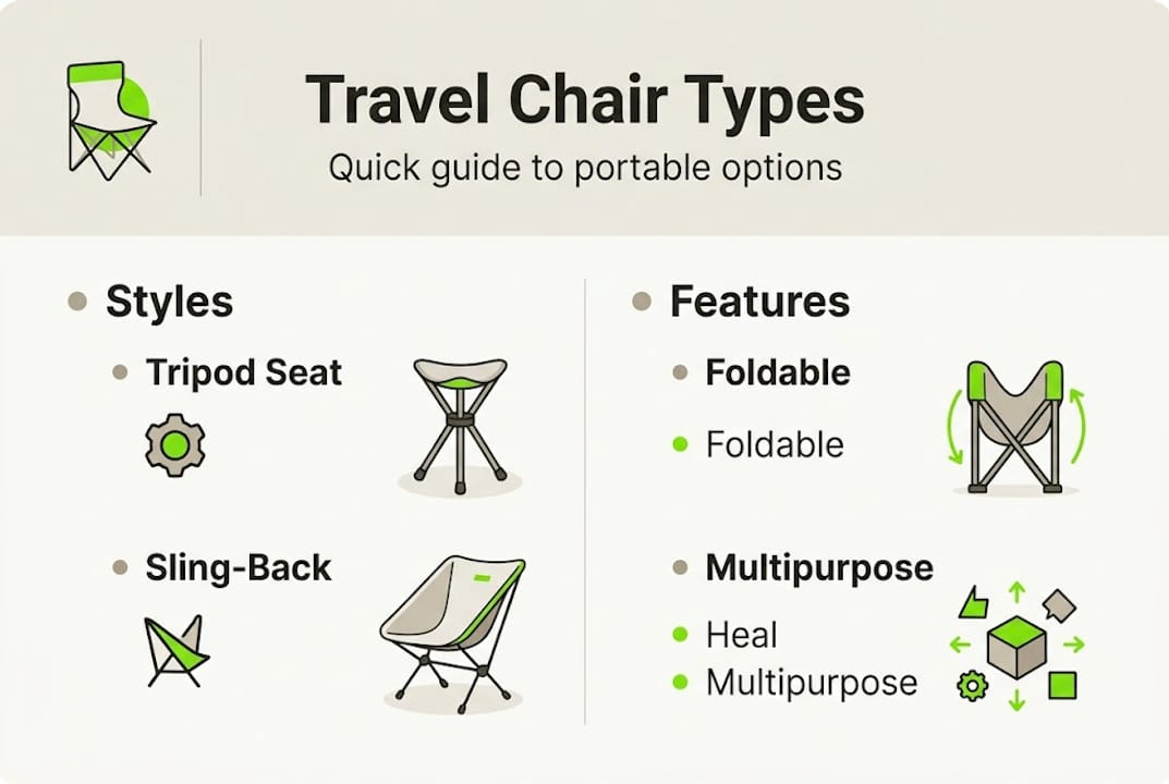 Infographic on travel chair styles and features