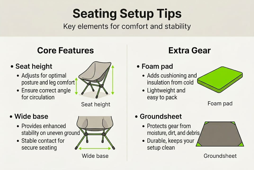 Infographic with travel seating setup tips
