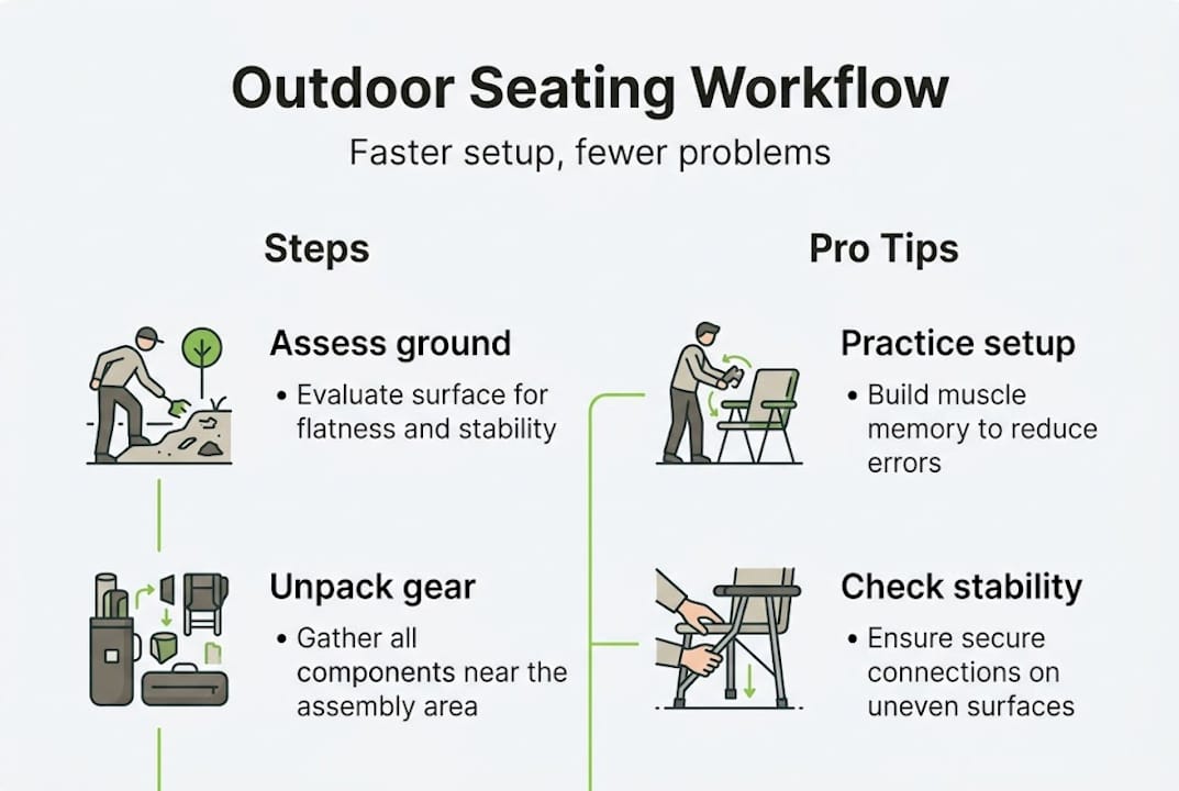 Infographic outlining outdoor seating workflow steps
