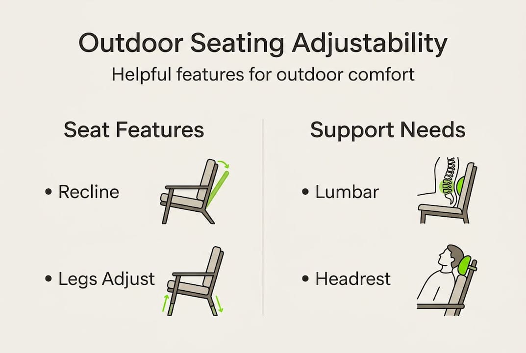 Infographic detailing outdoor seating features