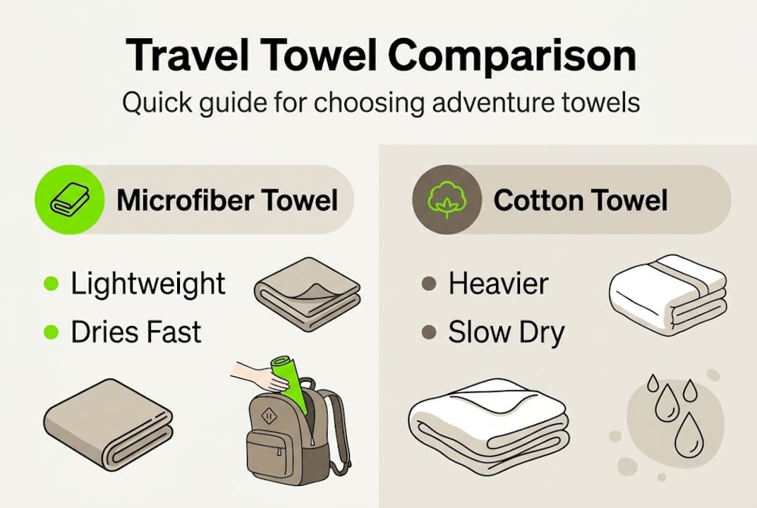 Travel towel vs cotton towel comparison infographic