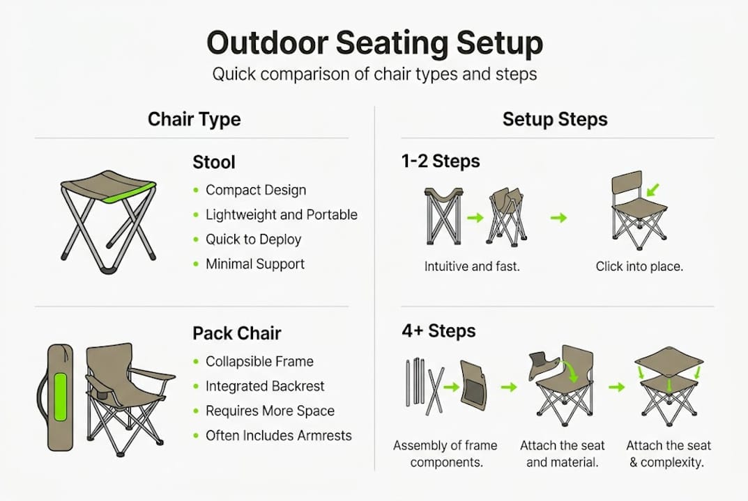 Infographic comparing outdoor chair setup steps