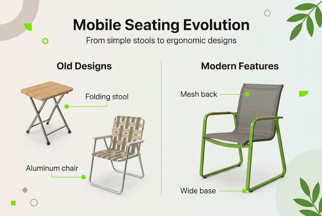 Infographic showing evolution of mobile seating