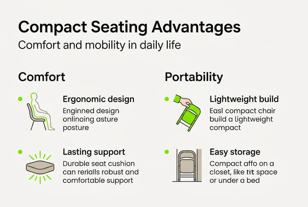Infographic on comfort and portability of compact seats