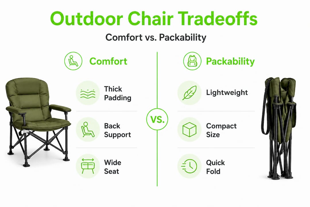 Infographic comparing comfort and packability features