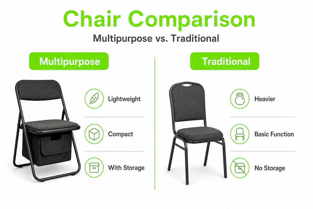 Infographic comparing multipurpose and traditional chairs