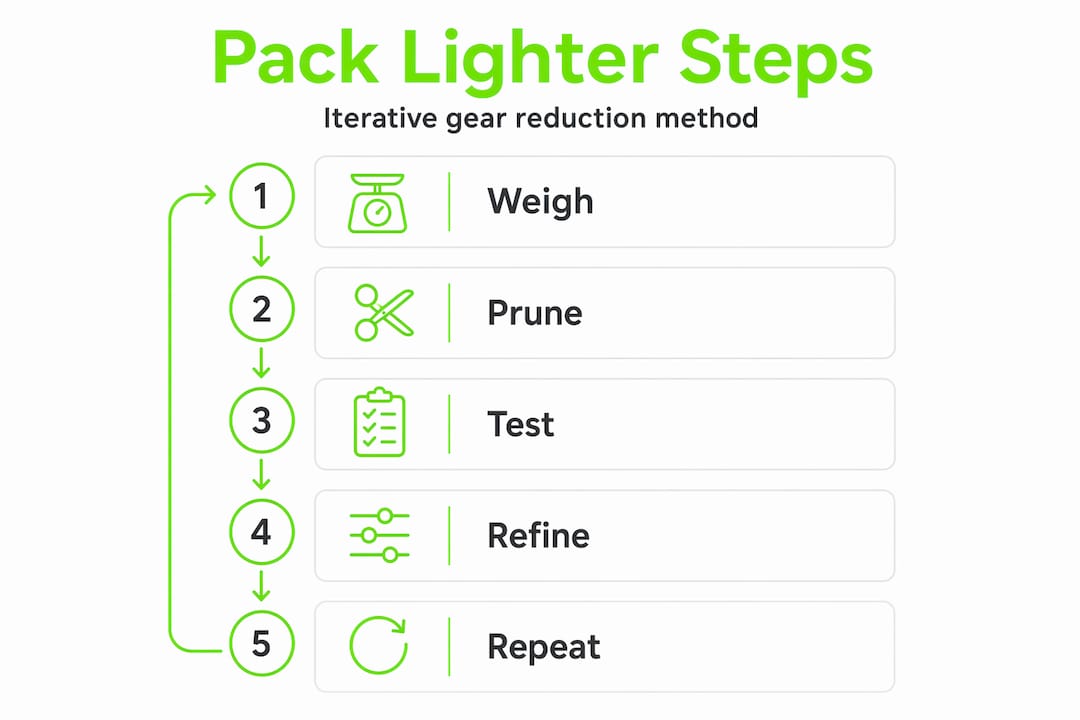 Infographic showing iterative packing steps