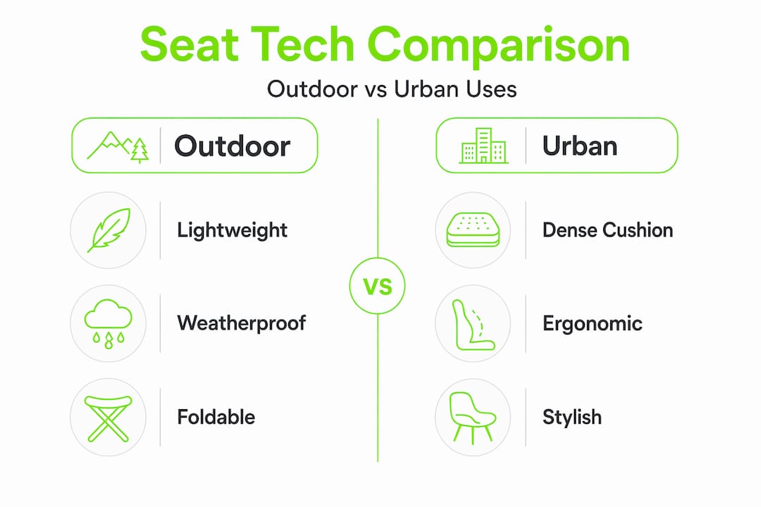 Infographic comparing outdoor and urban seat tech