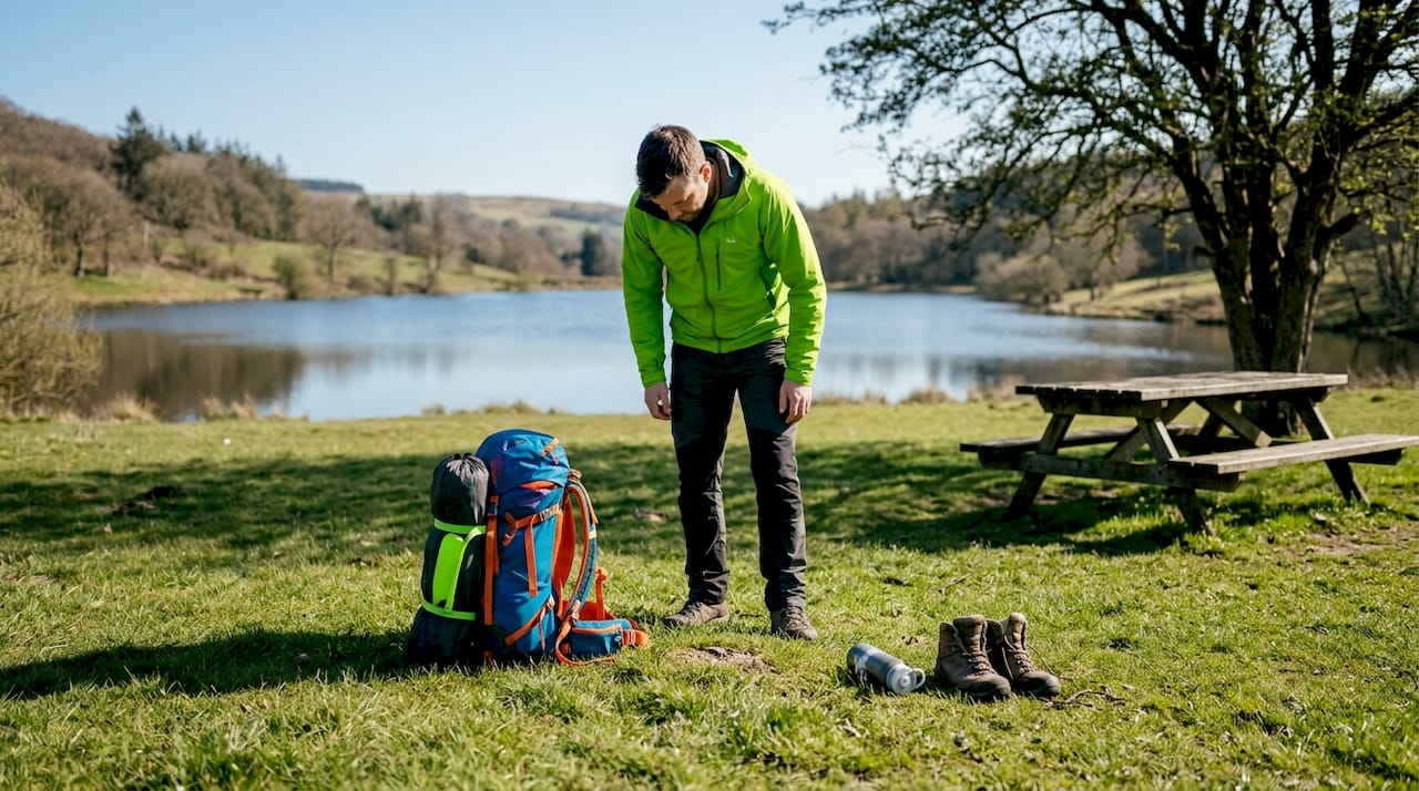 Camper searching for good tent site