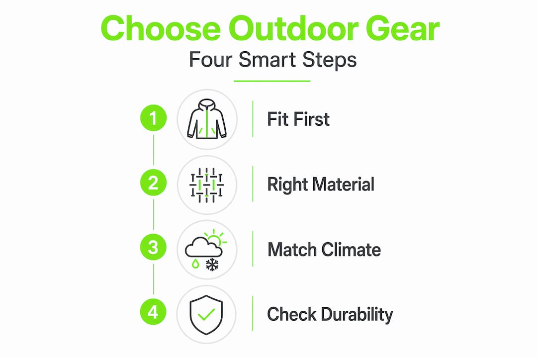 Infographic showing steps to choose outdoor accessories