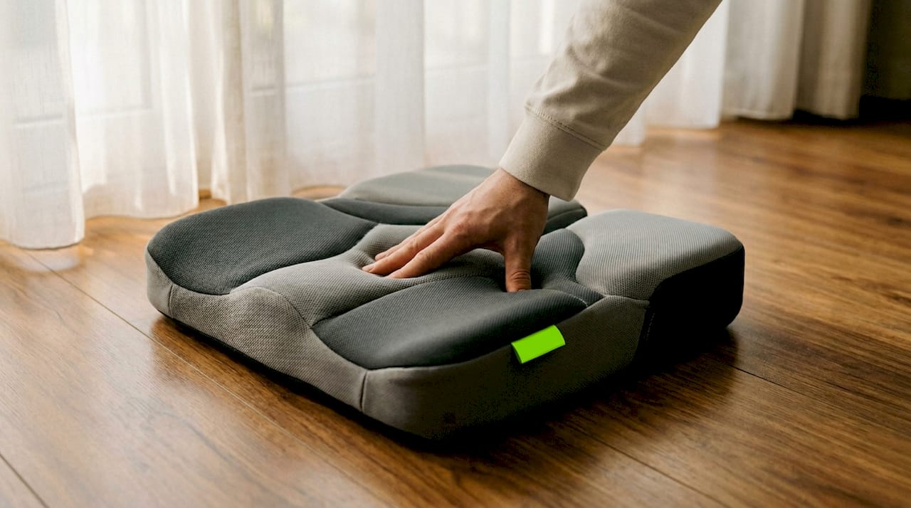 Detailed close-up of modern contoured wheelchair cushion