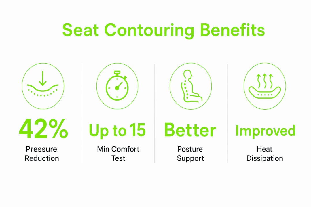 Infographic highlighting seat contouring comfort benefits