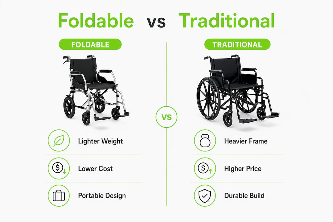 Infographic comparing foldable and traditional mobility aids