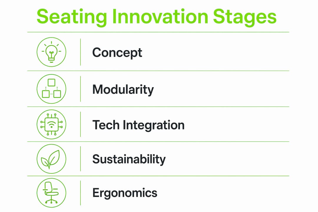 Infographic illustrating stages of outdoor seating innovation