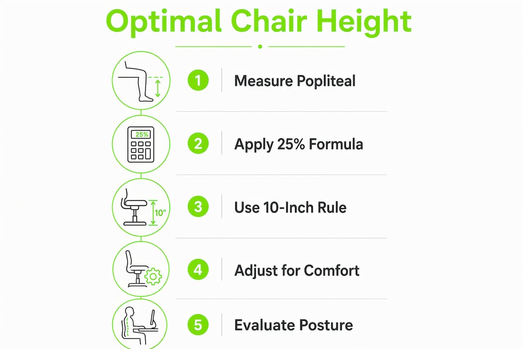 Infographic showing steps to find optimal chair height