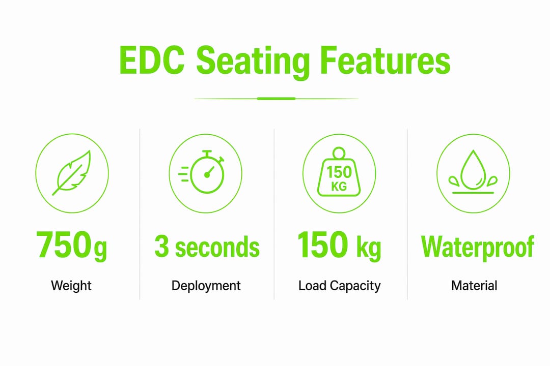 Infographic summarizing key features of everyday carry seating